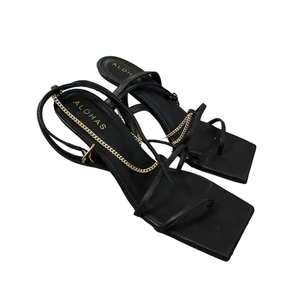 ALOHAS Straps Chain Leather Sandals Size 38 - Picture 8 of 10